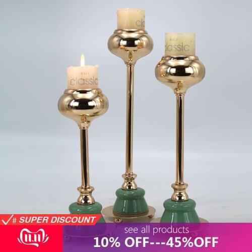 3 Pieces Home Decorative Ceramic metal Candle Holder Zinc Alloy Stands Candlestick Wedding Centerpieces Decor Ornaments
