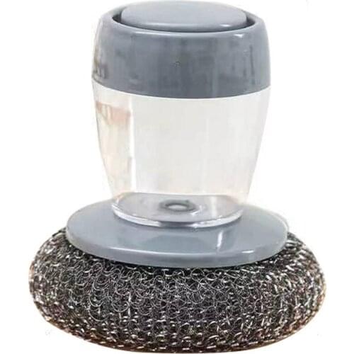 Kitchen Soap Dispensing Palm Brush Easy Use Scrubber Wash Clean Tool Holder Soap Dispenser Brush Kitchen Cleaning Tool