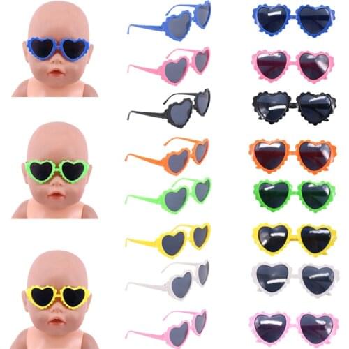 Doll Sunglasses Heart Shape Frame And Sun Frame For 18 Inch American&43 Cm Baby New Born Doll Girls Toy Russia