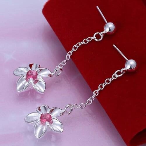 Fashion jewelry Earring For Women, Plated Earrings Inlaid Rose Red Earrings E054 /YPELQFTV KKFMHWNX silver color