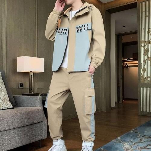 Men Tracksuit 2021 Spring Sportswear 2 Pcs Set Jackets + Pants Set Man Hip Hop Streetwear Clothing Jogging Suit Men Sweatsuit