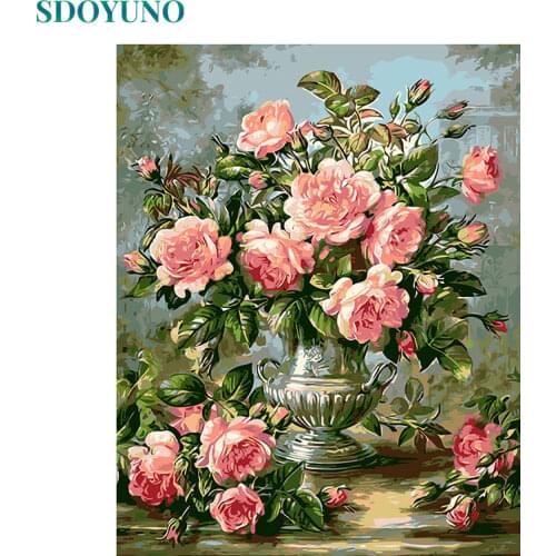 SDOYUNO Frame Painting By Numbers Flowers nature DIY 60x75cm Gift Home Decoration Wall Art pictures by numbers Bedroom Decor