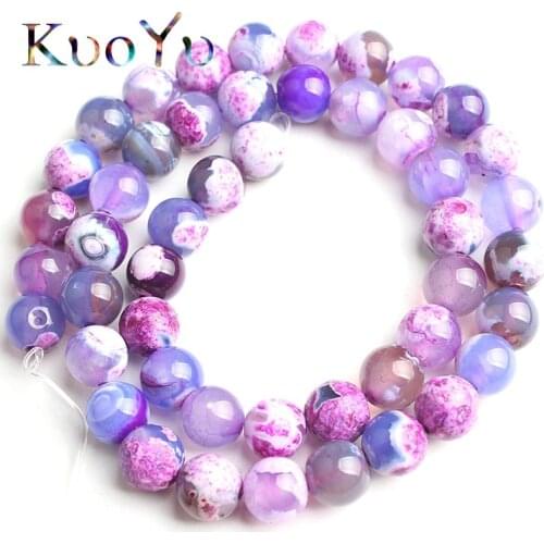 Natural Stone Purple Fire Agates Onyx Beads Round Loose Spacer Beads For Jewelry Making DIY Bracelets 15'Strand/Inches 6/8/10mm