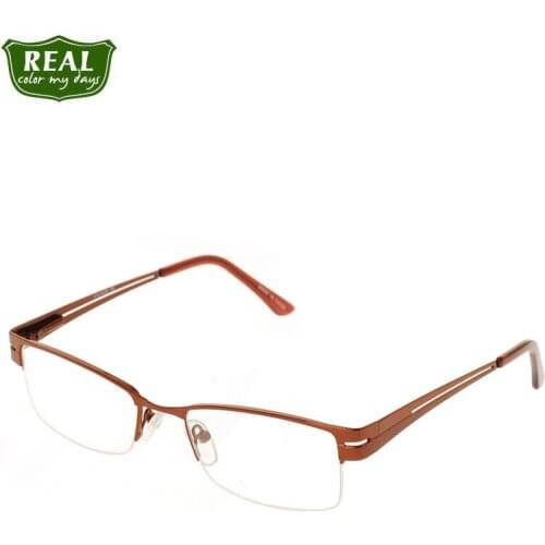 REAL Metal Eyeglasses Half Rim Optical Glasses Frame Prescription Man Women Vintage Business Reading Myopia Eyewear Unisex