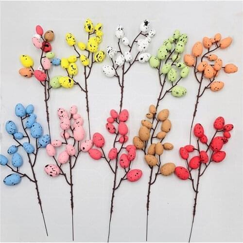 Easter Egg Cuttings Artificial Flowers Branch Colorful Foam Bird Eggs Dove Celebration Decoration Home Party Diy Craft Supplies
