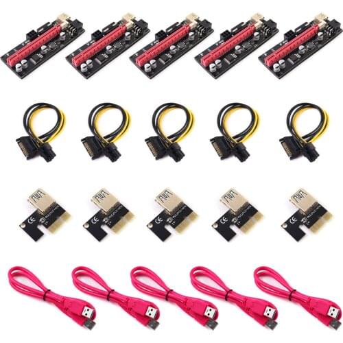 New PCI-E pcie Riser 009 Express 1X 4x 8x 16x Extender PCI E USB Riser 009S GPU Dual 6Pin Adapter Card SATA 15pin for BTC Miner