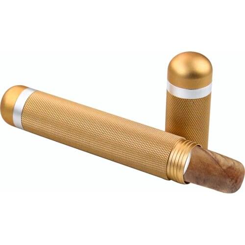 Portable Cigar Case Mini Travel Humidor Holder Aluminum Single Cigars Tube Storage box Cigar Accessories Gift