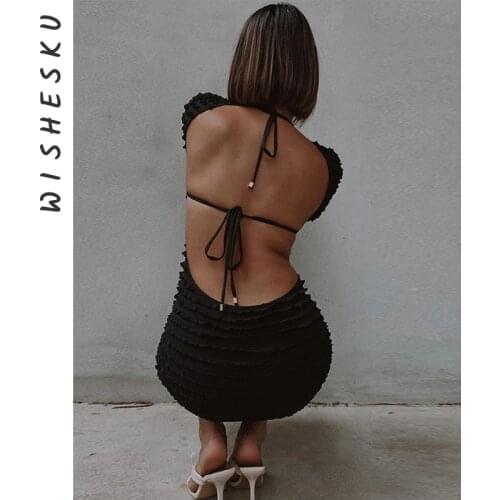 Casual Sexy O Neck Ruched Midi Dress Women Short Sleeve Backless Mesh Dresses Office Lady Elegant Skinny Sundress 2021 Summer