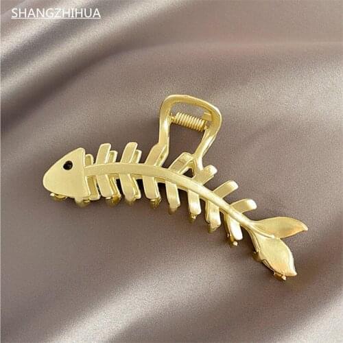 SHANGZHIHUA European Trend 2021 Fishbone Matte hairpin for women luxury premium vintage unusual hair accessories jewelry