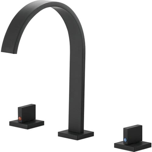 Basin Faucets Brass Polished Chrome Deck Mounted Square Bathroom Sink Faucets 3 Hole Double Handle Hot And Cold Water Tap DG0709