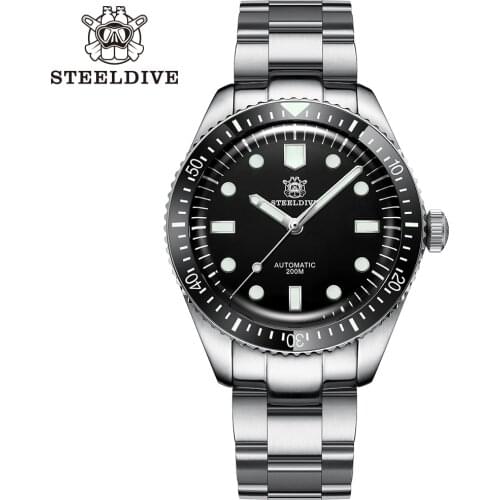 Steeldive SD1965 Dive Men Watch Japan NH35 Automatic Mechanical Stainless Steel Sapphire Ceramic Bezel Luminous Waterproof 200M