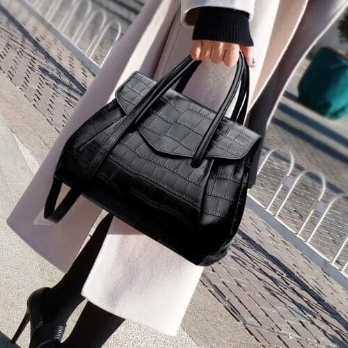 100% Cow Leather Handbags 2021 New Fashion Portable All-match Crocodile Pattern Single Shoulder Messenger Large Capacity Bag