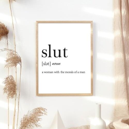 Slut Funny Definition Art Prints Minimalist Poster Dictionary Typography Canvas Painting Wedding Gift Office Wall Art Decoration