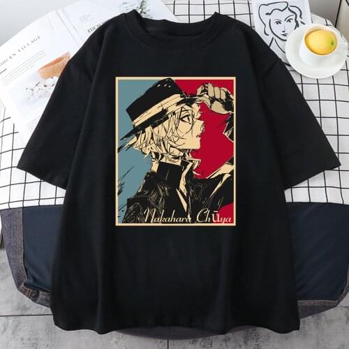Japan Anime Character Cartoon Print Tops Simplicity Loose Streetwear Oversized Crewneck T-Shirts O-Neck Casual T-Shirt For Women