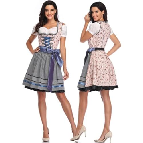 Traditional Oktoberfest Beer Girl Costume German Bavarian Dirndl Dress Party Maid Fancy Dress