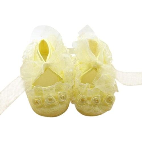 Ins Toddler First Walkers Solid Baby Shoes Newest Newborn Girls Lace Cloth Soft Sole Princess Shoes Prewalker