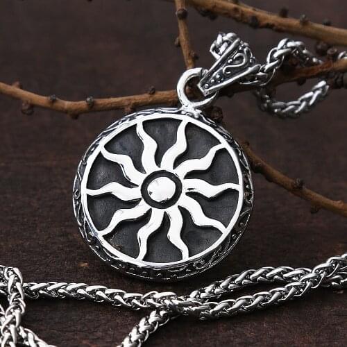 Vintage Sun God Apollo Necklace For Men Chain Punk Fashion Amulet Stainless Steel Necklace And Pendant Jewelry Gift