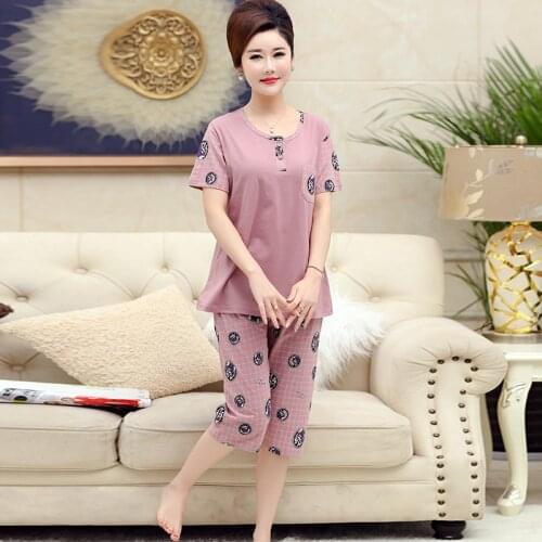 Women Animal Dog Print Sleepwear New Arrivals 2 Pieces/Set Pajama Set 100% Cotton Summer Clothes For Women Homewear Plus Size4XL