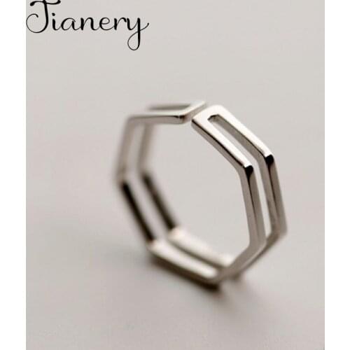 JIANERY 2019 New Brand Jewelry Silver Color Multi-layer Hexagon Rings For Women Opening Finger Rings High Quality