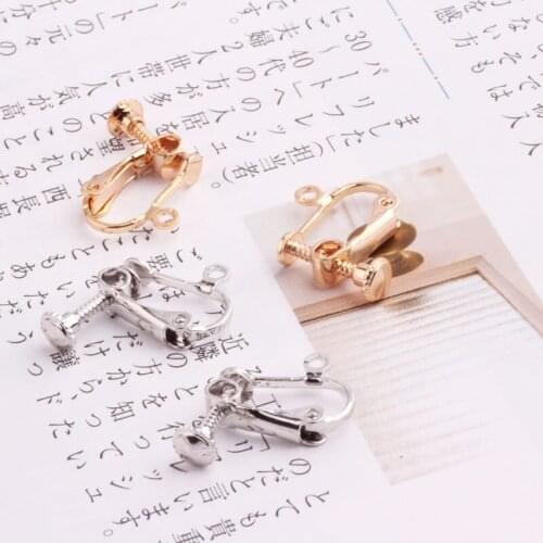 10pcs Copper Plated Real Gold Color Diy Jewelry Accessories Screw Earring without Ear Hole Ear Clip Can Be Worn Pendant Metal