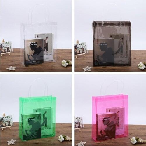 100Pcs/Lot High Quality 7 Size PVC Black Red Green transparent hose handbag PVC Cosmetic Bag Shopping Gift Bag Wholesale