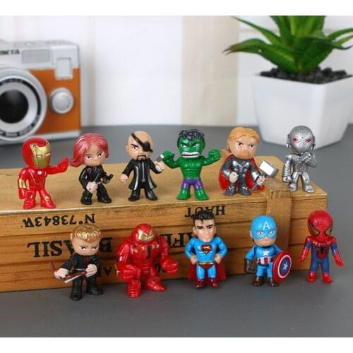 12 Pcs/Set Avengers Toys Mini Marvel Figures Hulk Thor Action Toys Superhero Spider Man Model Toys For Children Christmas Gift