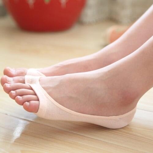 2020 Summer Shallow-mouth Fish-tip Socks with Exposed Fingers Cotton Socks Invisible Silica Gel Non-slip Womens Short Socks