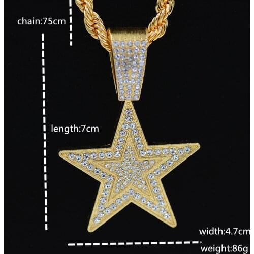 European and American Jewelry Pentagram Star Pendant hip hop Necklace hot selling street dance jewelry of Chaoren nightclub
