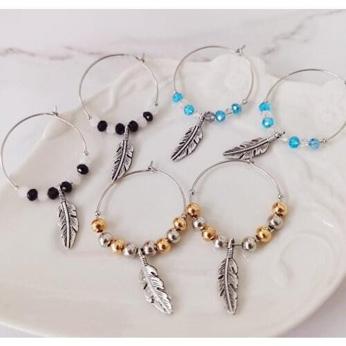 2021 New Simple Bohemian Feather Pendant Vintage Beads Crystal Circle Drop Earrings For Women