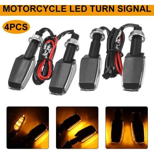 4pcs 12V Universal Motorcycle LED Turn Signal Light Indicators Blinkers Amber Turn Signal Tail Lamps with 10mm Mounting Bolt