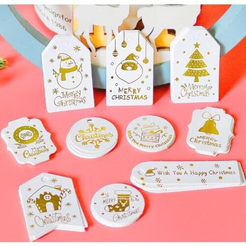 50PCS Christmas Kraft Hanging Paper Tags With Jute Rope Tree/Snowman/Bell Crafts Labels for Xmas Gift Wrapping Party DIY Supply