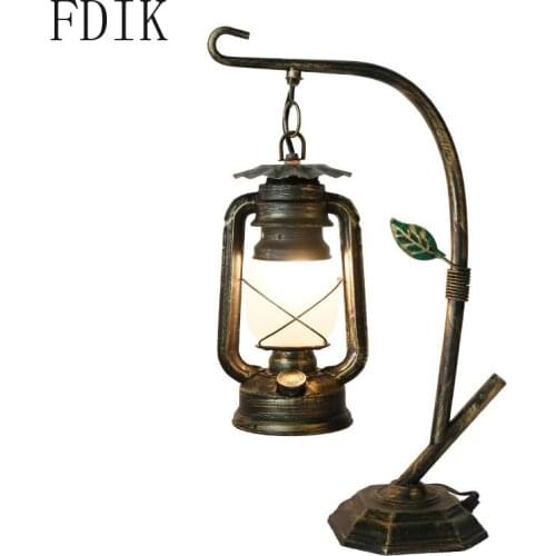 American Retro Table Lamp Vintage Horse Lamps Bedroom Bedside Study Table Lights Luminaire Home Decoration Desk Lighting Fixture