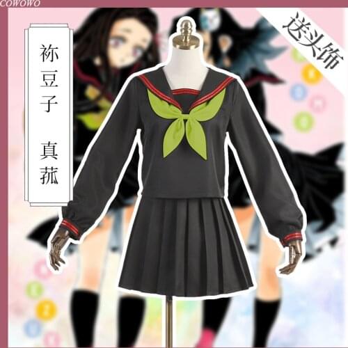 Anime! Demon Slayer: Kimetsu no Yaiba Kamado Nezuko Makomo Schoolgirl Uniform Skirt Suit Cosplay Costume Sailor Suit Free Ship