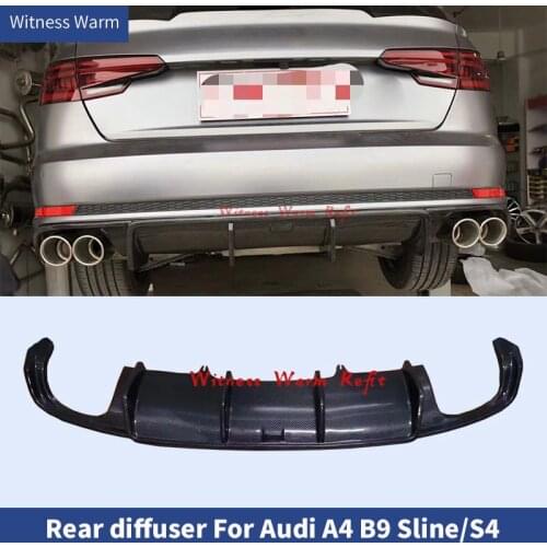 For S4 Carbon Fiber Rear Bumper Diffuser Lip Spoiler for Audi A4 B9 Sline S4 2016 2017 2018 2019 Bumper Guard Splitters