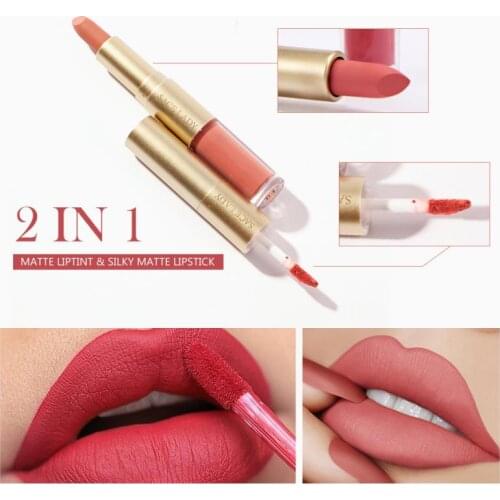 12 Color Double Head Lipstick Lip Gloss 2 In 1 Waterproof Easy To Wear And Lasting Highlight The Three-dimensional Lip TSLM1