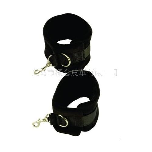 Erotic Hand And Foot Buckle Hand And Footcuff Adult Sex Toys Nylon Black Plush Bed Bondage