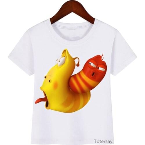 Larva Graphic T Shirts Girls Boys Kids Clothes Stinky Insects Cartoon Print T Shirt Camisetas Harajuku Kawaii Children Clothing