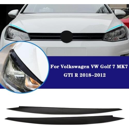 Glossy Black Headlights Eyebrow Eyelids ABS Chrome Trim Cover Sticker for Volkswagen VW Golf 7 MK7 GTI R 2018-2012