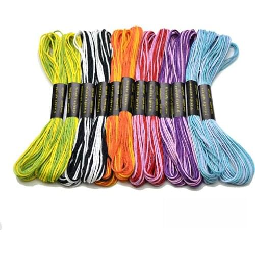 12PCS 6 Colors Dyeing Cross Stitch Thread Cotton Embroidery Line DIY Craft Handmade Knitting Materials Cross Stitch Fabric