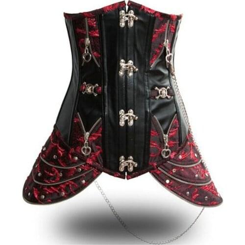 Brown Latex Waist slimming Corset And Bustiers Shaper Steampunk Clothing Burlesque Underbust Slimming Steel Corsets