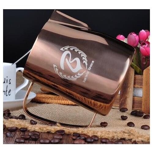 Barista Space RoseGold Steel Milk Pot Pitcher 350 ml. Made of 1st grade 304 stainless steel titanium is used