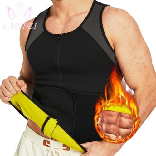 LANFEI Sauna Sweat Vest Waist Trainer Slimming Belt Hot Neoprene Men Shapewear Compression Body Shaper Velcro Workout Tank Tops