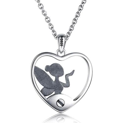 Fashion Jewelry Heart Shaped Angel Girl Heart Keepsake Memorial Urn Pendant Cremation Necklace For Ashes