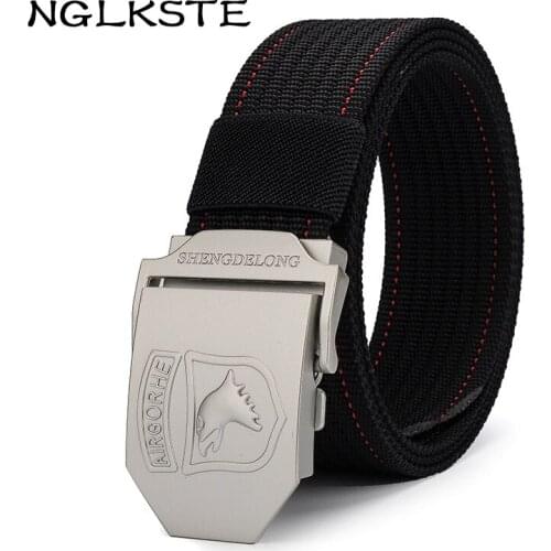 NGLKSTE Mens nylon belts alloy buckle outdoor tactical belt Eagle Head icon jeans belt high quality Unisex belt canvas LBQ084