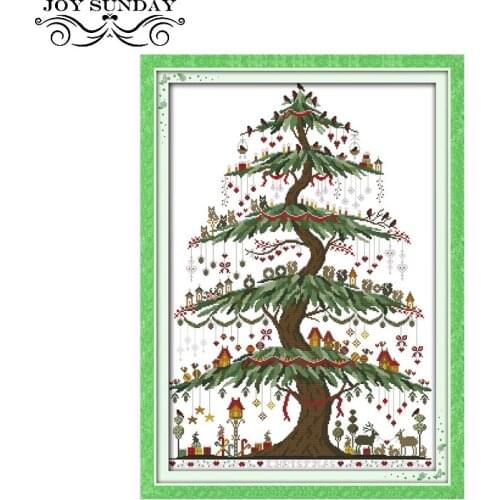 DIY Handwork Counted Printed Cross Stitch Kits Christmas Tree Wishing Tree Patterns 11CT 14CT DMC Chinese Embroidery Needlework