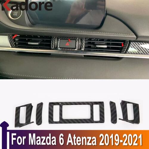 For Mazda 6 Atenza 2019 2020 2021 Carbon Fiber Air Conditioning Outlet Adjustment Switch Cover Trim Sticker Interior Accessories