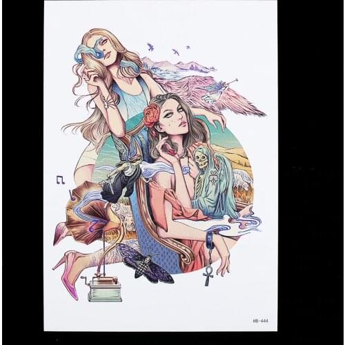 Temporary Tatoo 1 Sheet Flower Body Arm Art Decal for Women Men HB444 Urban Beauty Girl Death Skull Design Tattoo Sticker Summer