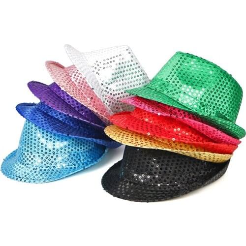 New Street Dance Hat Korean Jazz Caps Solid Color Fashion Unisex Performance Show Party Props Shiny Hat