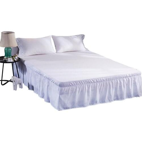 New Solid 11 Color Bed Skirt Wrap Around Elastic Shirts Home Hotel Bedroom Queen Decorations Supplies Size 38cm Height