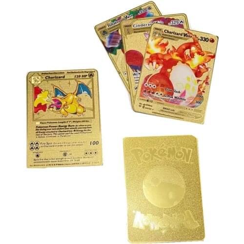 10 Styles New English Version Pokemon Golden Card Charizard Pikachu VMAX Card Battle Carte Trading Game Collection Toy
